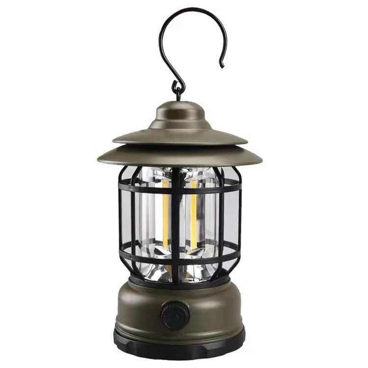 Vintage LED Camping Lantern Portable Retro Outdoor Hanging Lantern with Magnetic Base