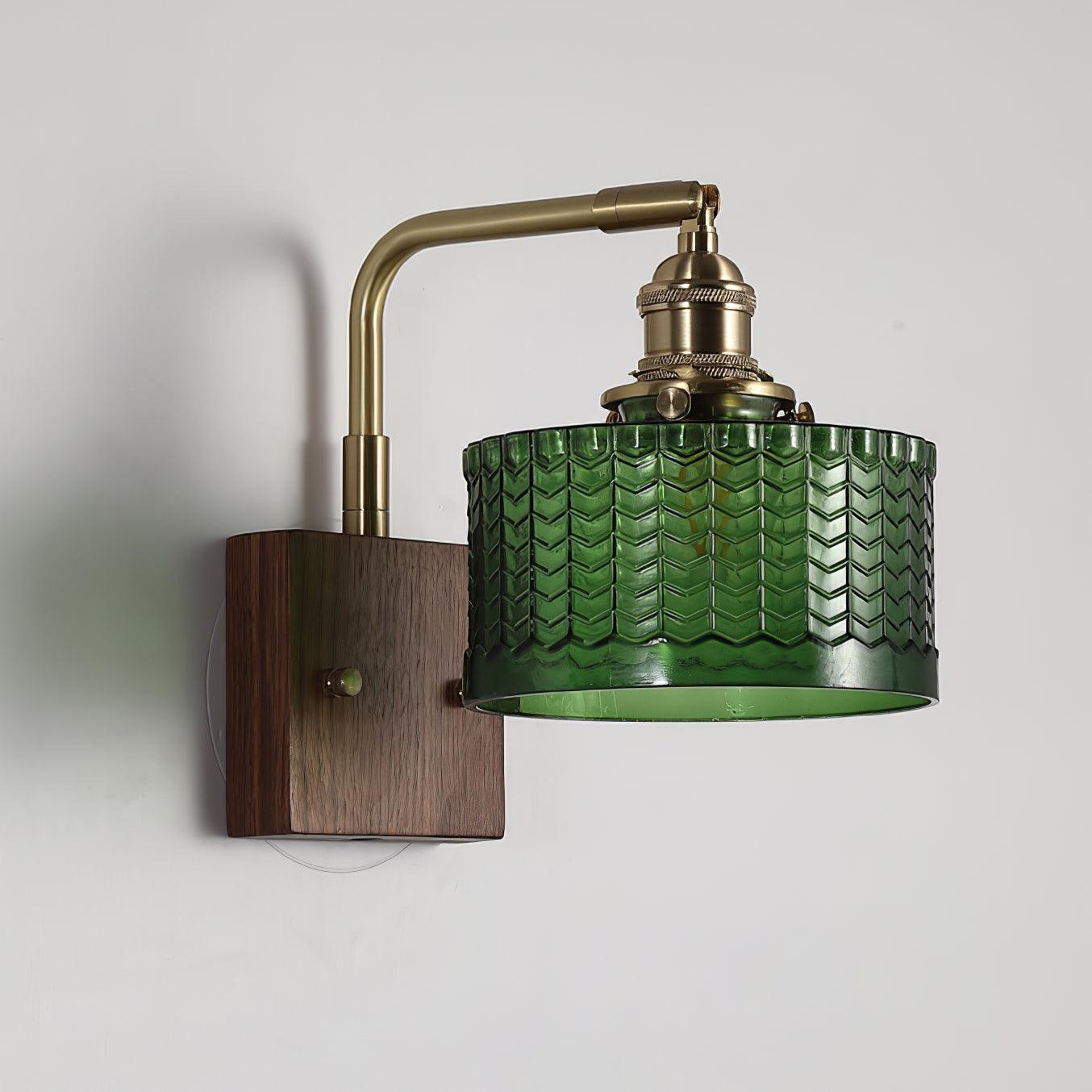 Wall Lamp with Soft Relaxing Light Natural Wood and Glass Design