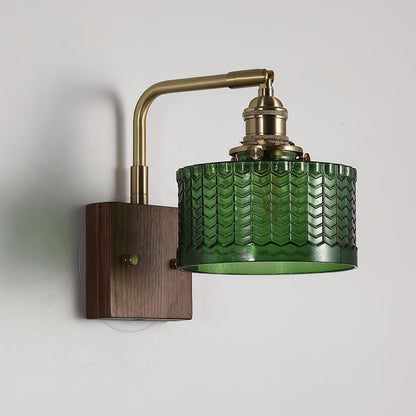 Wall Lamp with Soft Relaxing Light Natural Wood and Glass Design
