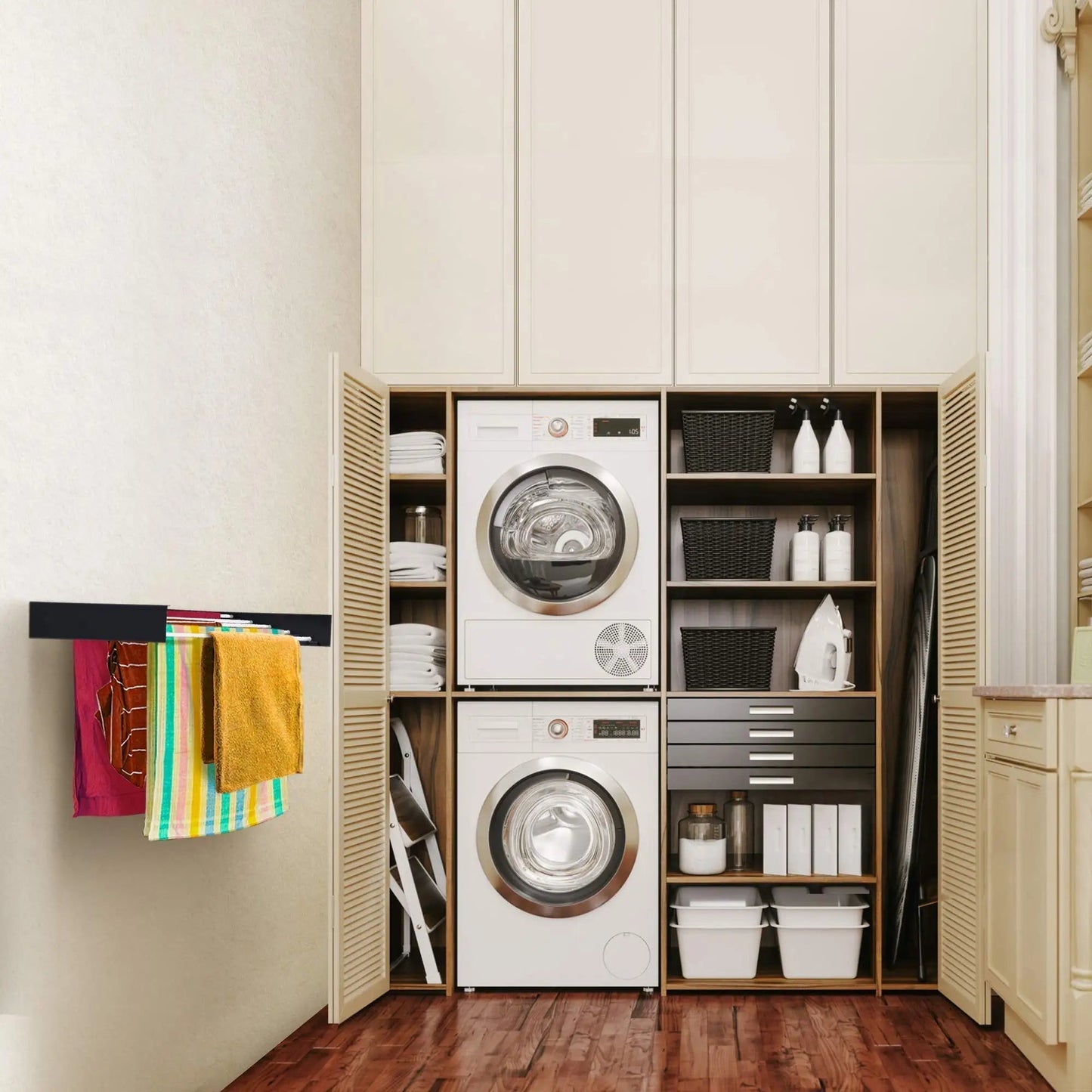 Wall Mounted Folding Clothes Drying Rack Space Saving Laundry Drying Solution