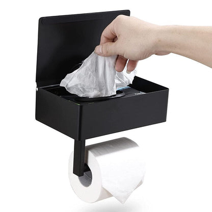 Wall Mounted Toilet Paper Holder Storage Shelf Steel Organizer
