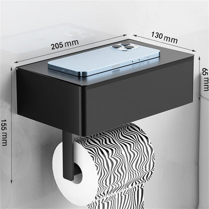 Wall Mounted Toilet Paper Holder Storage Shelf Steel Organizer