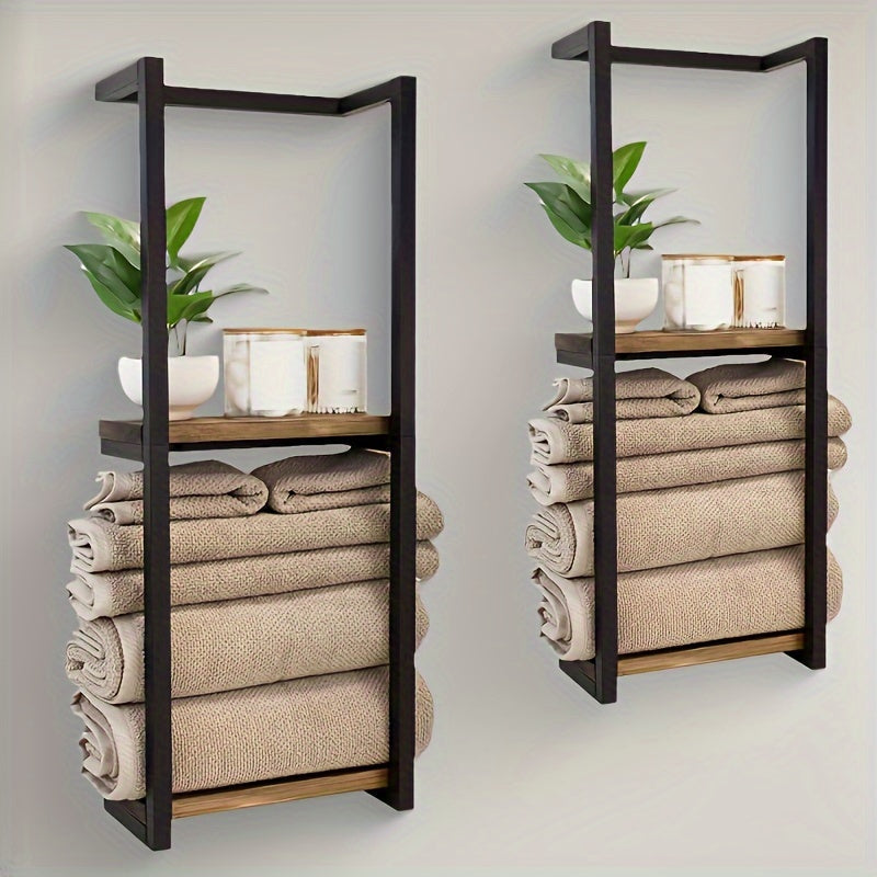 Wall Mounted Towel Rack Stainless Steel Space Saving Bathroom Storage Organizer