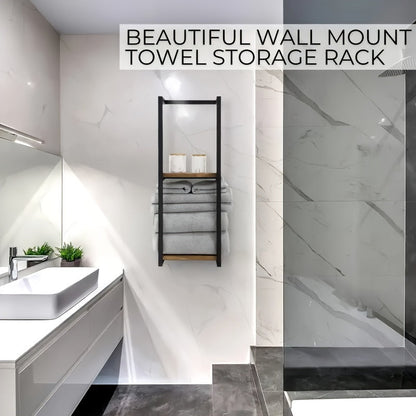 Wall Mounted Towel Rack Stainless Steel Space Saving Bathroom Storage Organizer