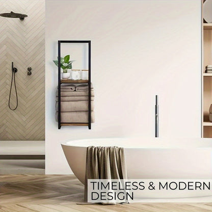 Wall Mounted Towel Rack Stainless Steel Space Saving Bathroom Storage Organizer