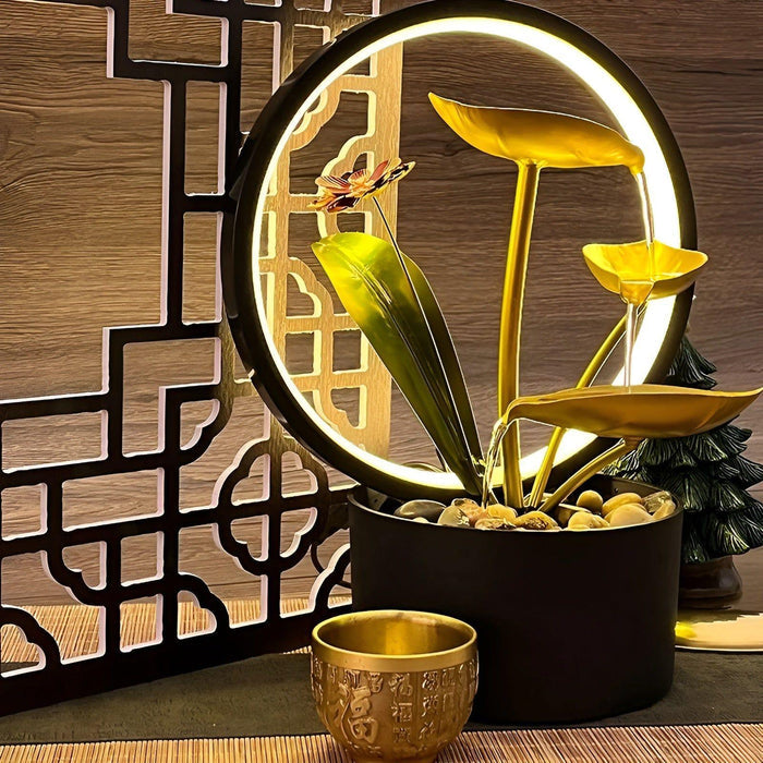 Water Fountain Table Lamp LED Indoor Waterfall Lamp Relaxing Desk Decor for Home Office