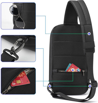 Waterproof Crossbody Sling Bag with USB Charging Port Anti Theft Shoulder Travel Bag
