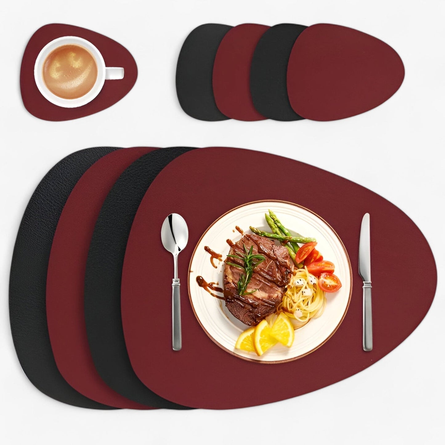 Waterproof Reversible Oval Pattern Table Placemats Non Slip Heat Resistant Dining Table Mats