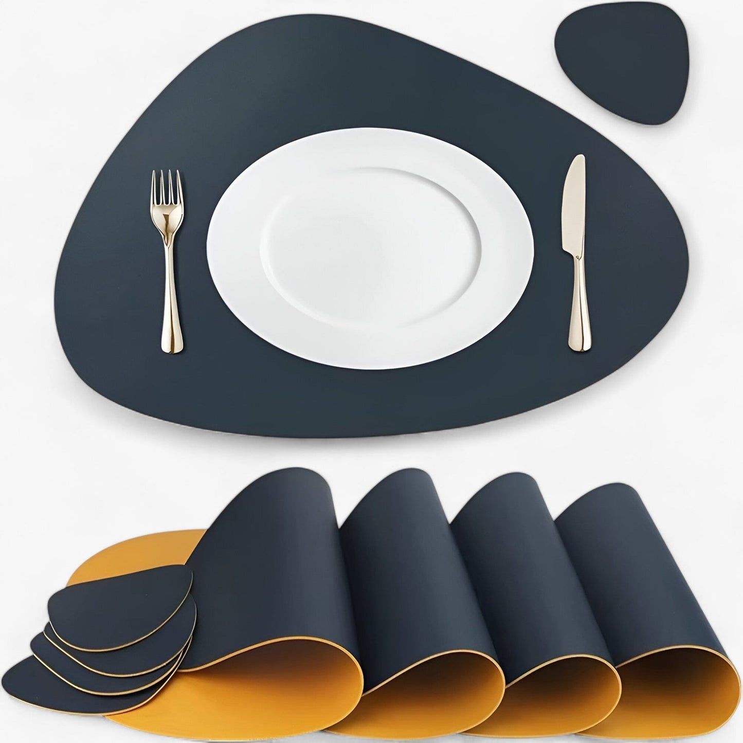 Waterproof Reversible Oval Pattern Table Placemats Non Slip Heat Resistant Dining Table Mats