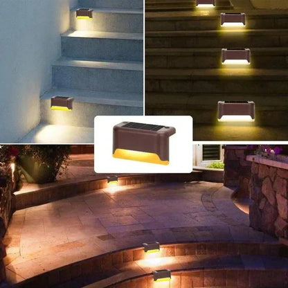 Waterproof Solar Outdoor Lights LED Step Pathway Garden Deck Lighting