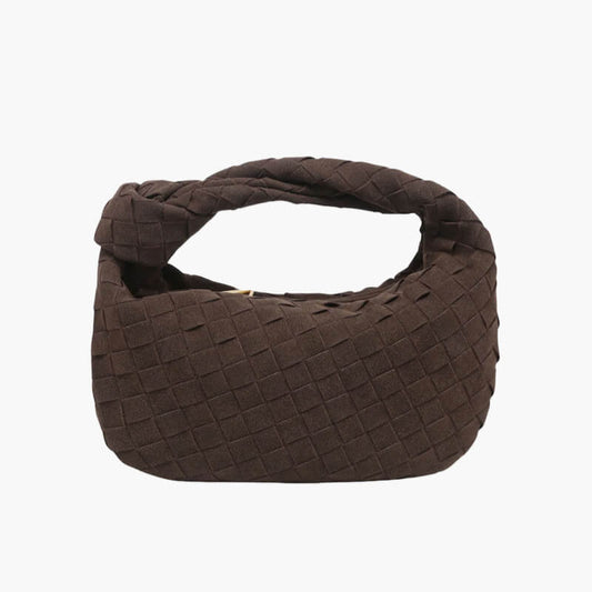 Werluxia – Women's Mini Suede Shoulder Bag with Woven Knot Design