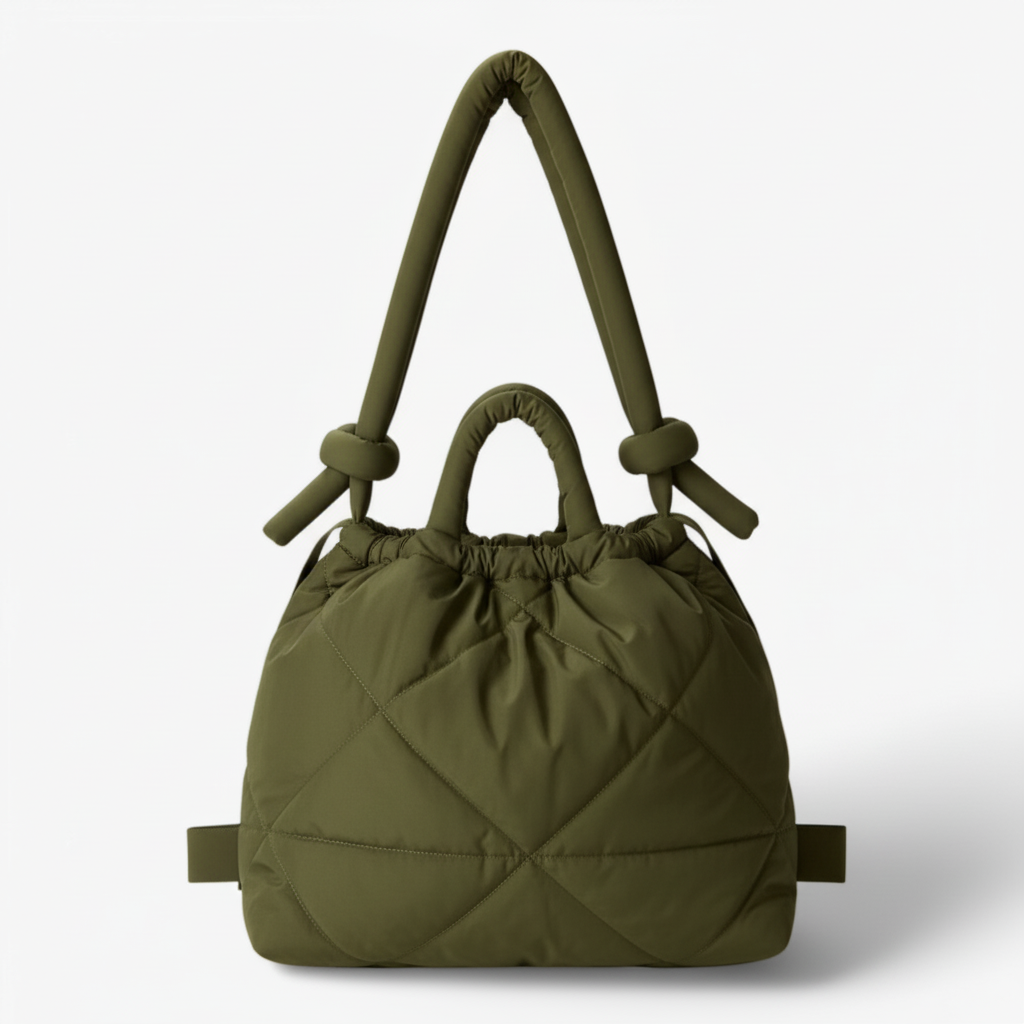 Olive green quilted puffer bag