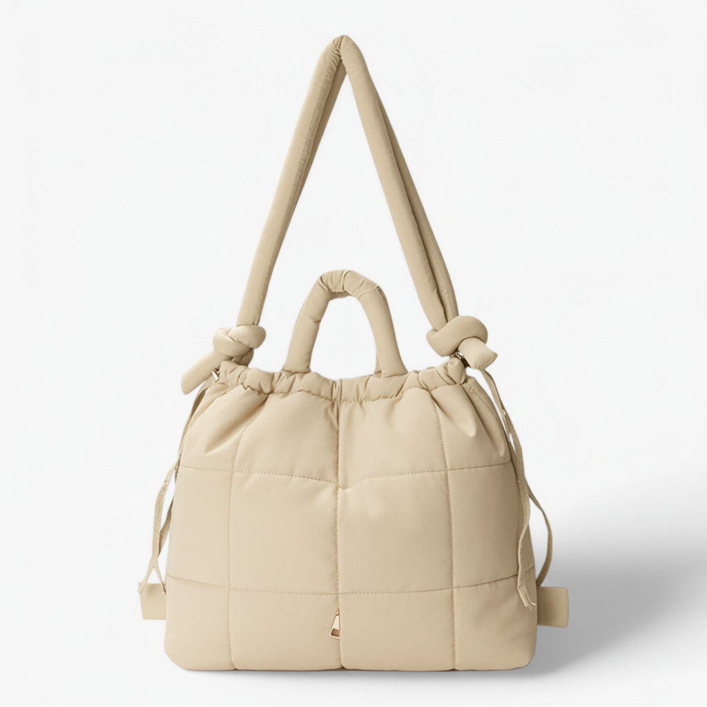 Cream beige quilted puffer bag