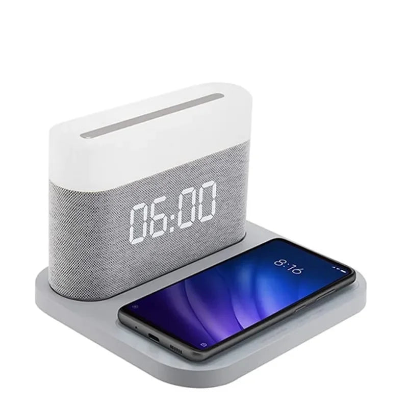 Wireless Charging Alarm Clock LED Display Fast Qi Charging Station Bedside Digital Clock Nightstand Charger