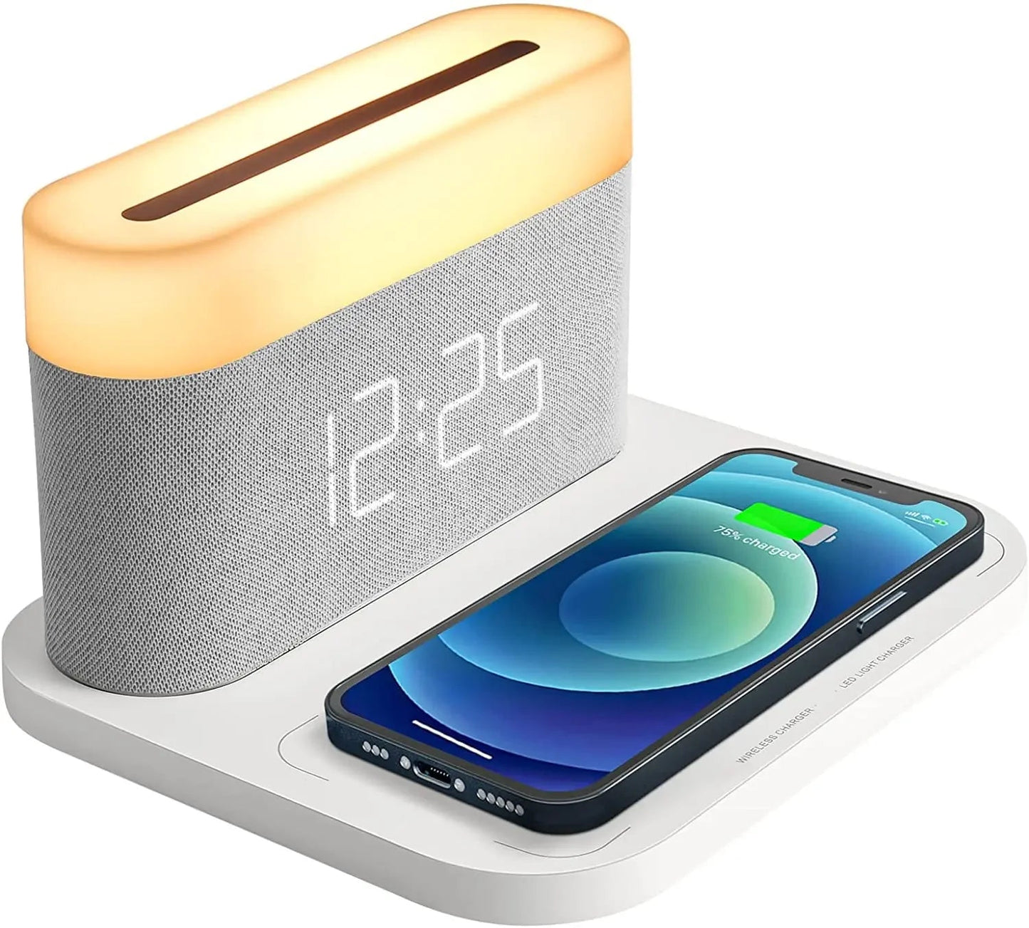 Wireless Charging Alarm Clock LED Display Fast Qi Charging Station Bedside Digital Clock Nightstand Charger