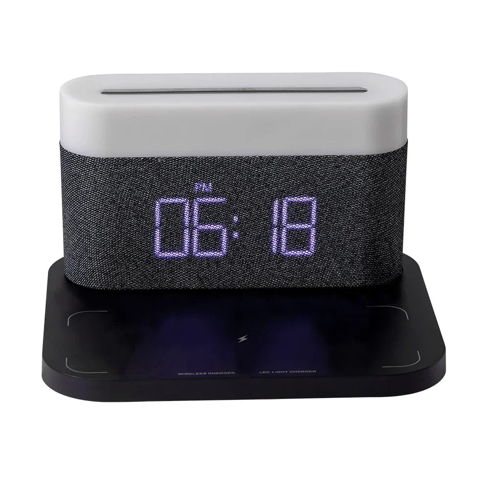 Wireless Charging Alarm Clock LED Display Fast Qi Charging Station Bedside Digital Clock Nightstand Charger