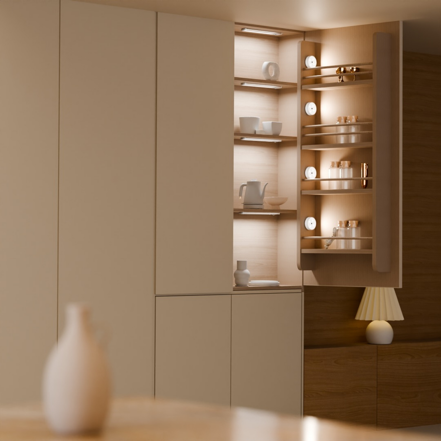 Wireless LED Motion Sensor Light with Remote Control USB Rechargeable Under Cabinet Light