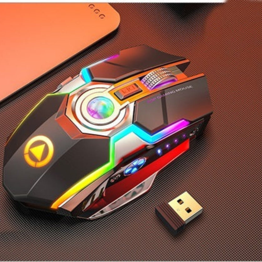 Wireless RGB Gaming Mouse Silent Clicks Rechargeable Battery