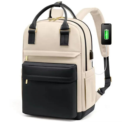 Women’s Waterproof Laptop Backpack 17 Inch with USB Charging Port – Elegant Backpack for School, Work and Travel