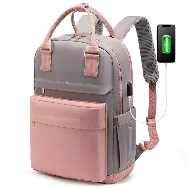 Women’s Waterproof Laptop Backpack 17 Inch with USB Charging Port – Elegant Backpack for School, Work and Travel