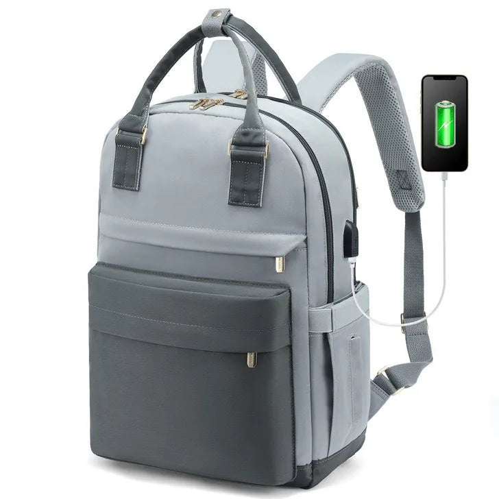Women’s Waterproof Laptop Backpack 17 Inch with USB Charging Port – Elegant Backpack for School, Work and Travel