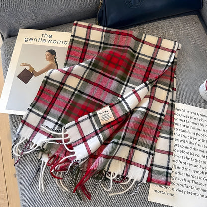 Women's Winter Plaid Scarf Soft Cashmere Feel Warm Elegant