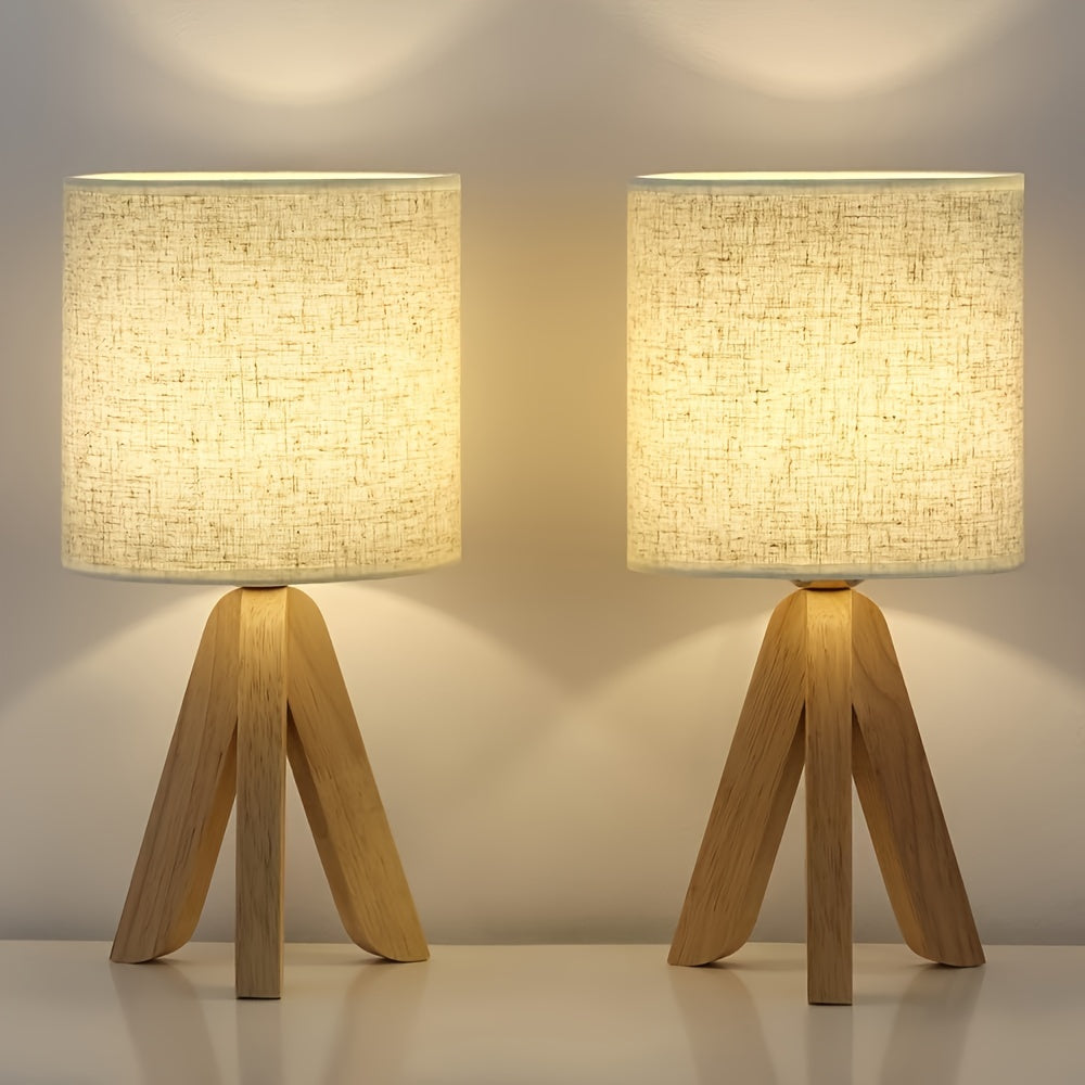 Wooden Tripod Table Lamp Modern Home Lighting Bedside Living Room Decor