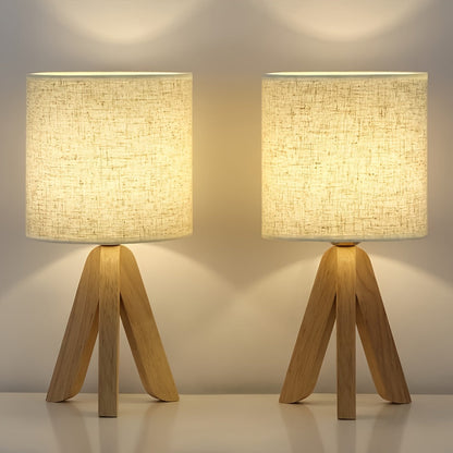 Wooden Tripod Table Lamp Modern Home Lighting Bedside Living Room Decor
