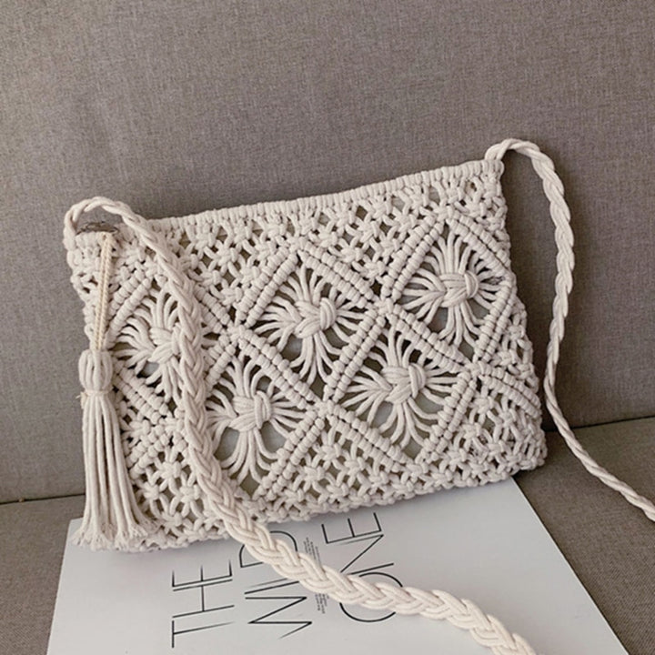 Woven Crossbody Bag with Zipper Stylish Shoulder Bag Adjustable Strap Lightweight Everyday Travel Purse